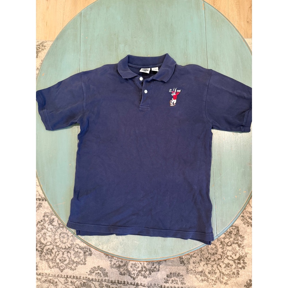 Vintage 1995 Looney Tunes Bugs Bunny Golf Polo Shirt Navy Blue Mens Small Cotton